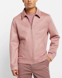 Pink Faux Suede Zip Jacket at Express